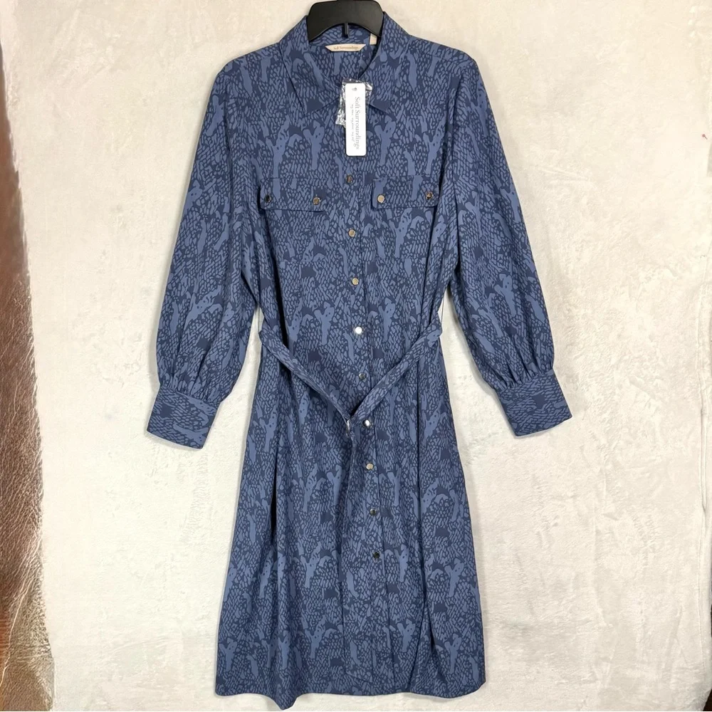 NWT Soft Surroundings‎ Irina Shirt Dress Size XL Midi Belted Long Sleeve Drapey - Picture 6 of 16